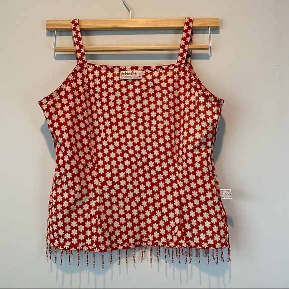 Fabindia Boho style cami red beaded tassels like new! - Picture 8 of 15
